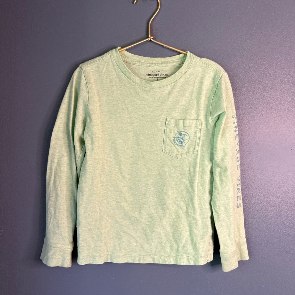 Vineyard Vines Kids Green Long Sleeve‎ Shirt with marlin
